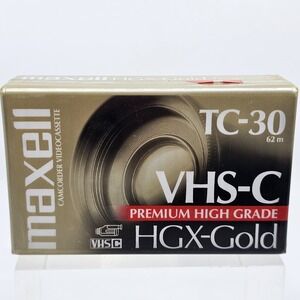 Maxell Camcorder Video Cassettes 1 VHS-C Tape TC-30 HGX-Gold NEW SEALED‎